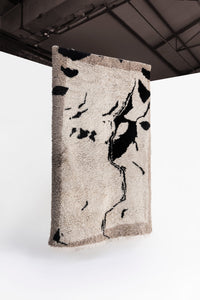 Wavelet, a sustainable handmade artist rug made of 100% sheep wool, shot by Calvin Pausania in a studio setting